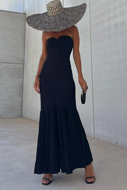 Hello Weekend Off Shoulder Back Smocked Tiered Maxi Dress